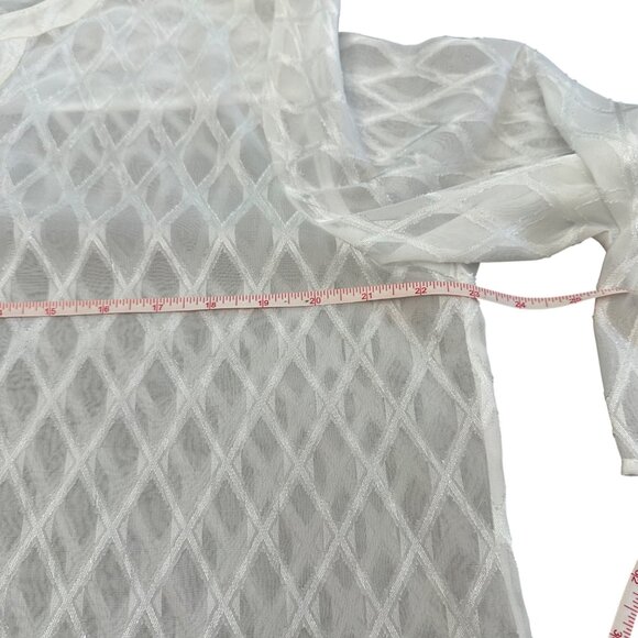 Chico's Shirt Size 2 L White V Neck Topper Semi Sheer 3/4 Sleeve Topper - Picture 11 of 12